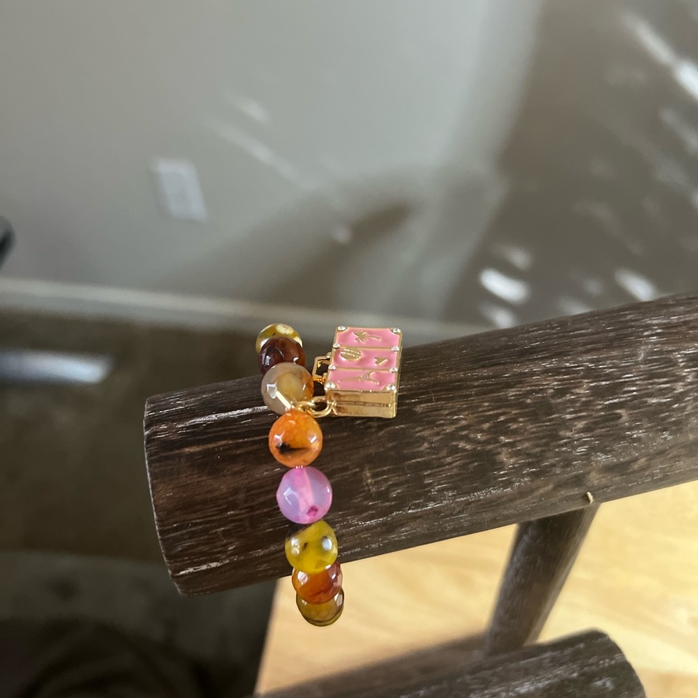 🧳 Agate with Pink Luggage Charm. Handmade - Picture 6 of 6
